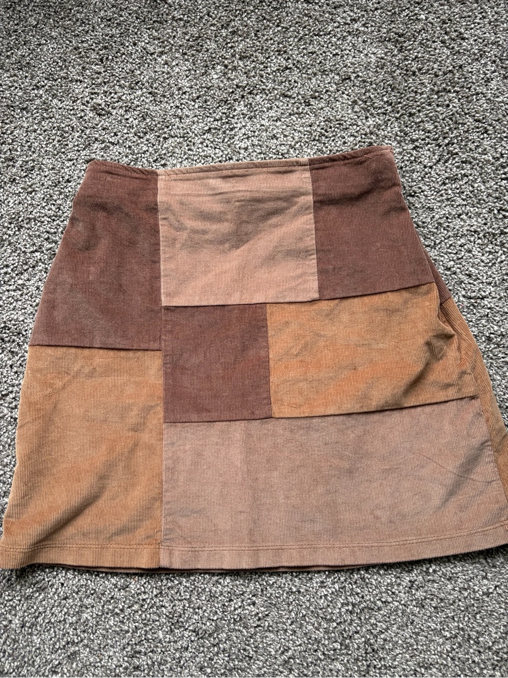 Hollister Patchwork Corduroy Mini Skirt - Brown/Tan